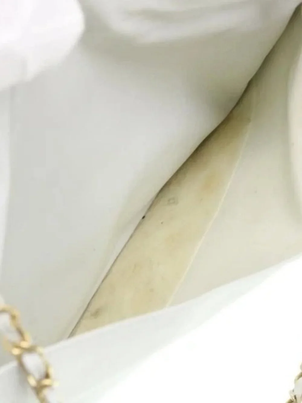 CHANEL Chain Shoulder Bag Lamb Skin White CC Auth yk6254